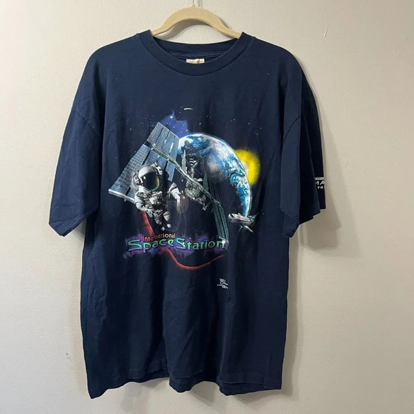 Wild Cotton Mens Blue T Shirt XL International Space Station Imax 3D Graphic Top - Picture 4 of 8